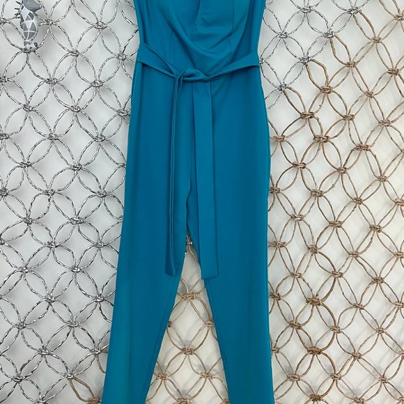 NWT Aqua Blue Jumpsuit by Vanessa Scott - size 38 - Picture 2 of 3